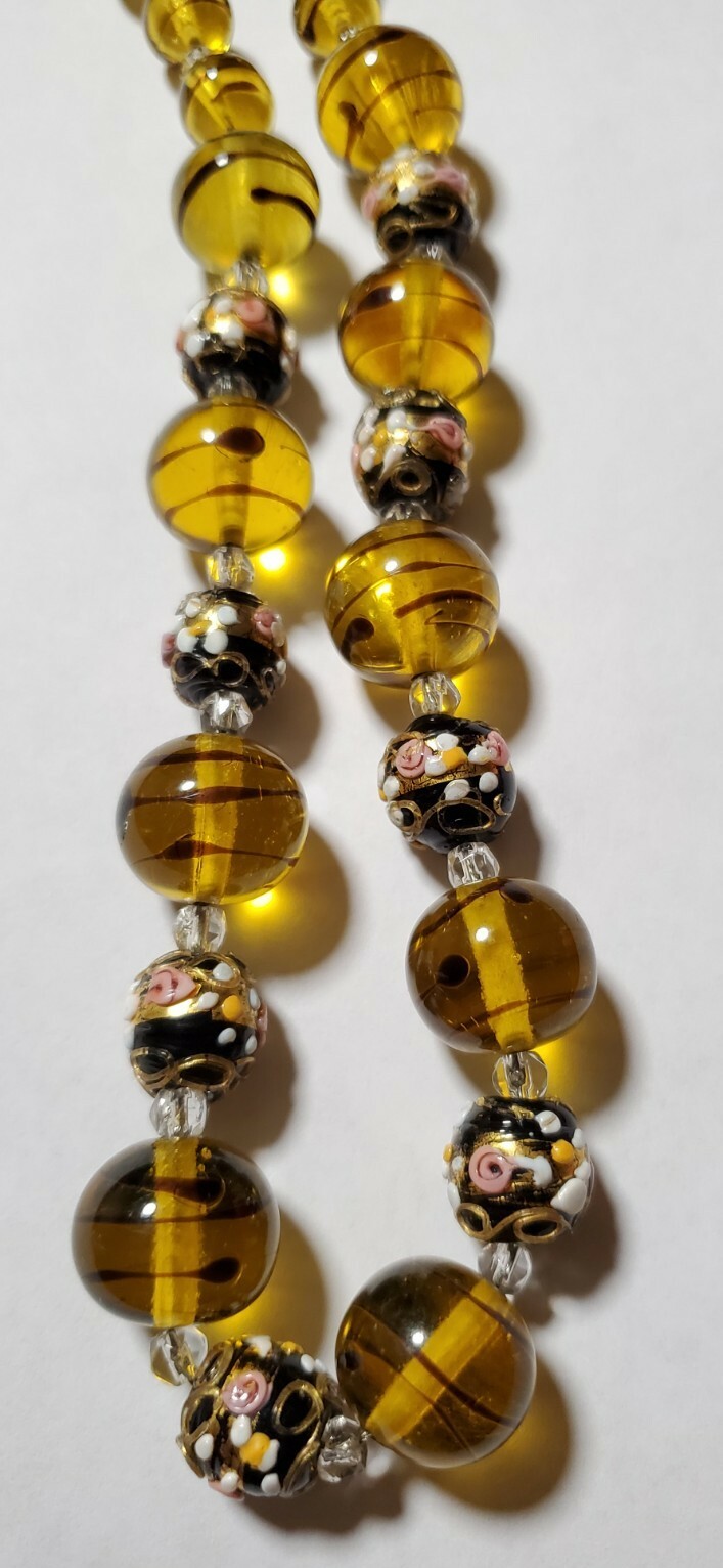 Vintage Murano Glass Beads Necklace 20" Gem