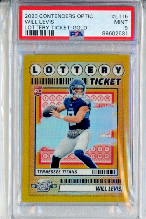 2023 Optic Will Levis Gold RC #5/10 PSA 9 MINT Titans Lottery Ticket