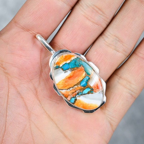 Oyster Coppe Turquoise Gemstone 925 Sterling Silver Handmade Pendant AS- 33 - Picture 3 of 3