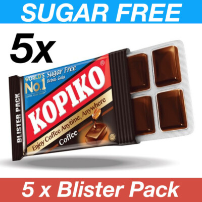 5 x Blister KOPIKO Zuckerfreie Kaffee Bonbons 32 g ( 8 Stück x 4 g )