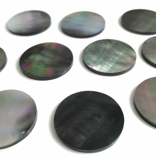 2 piezas - Cáscara negra natural 25 mm redondo plano doble disco sede, nuevo diseño de cuentas hágalo usted mismo - Imagen 4 de 12