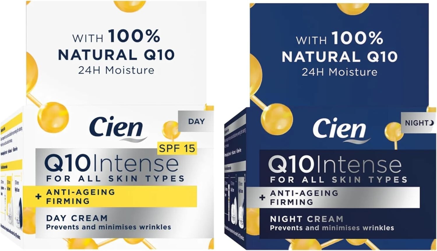 Cien Anti-Wrinkle DAY + NIGHT CREAM - with q10, Hyaluronic Acid & Vitamin E
