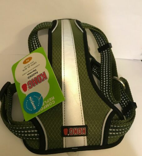 Kong Dog Harness And Bungee Leash Comfort Padded Green Medium