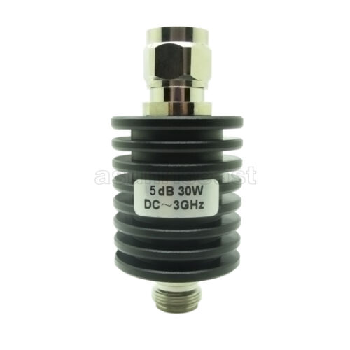 RF Koaxial Dämpfungsglied 30W Watt 5dB N Typ Stecker auf Buchse DC-3GHz 50 Ohm rund - Bild 1 von 9