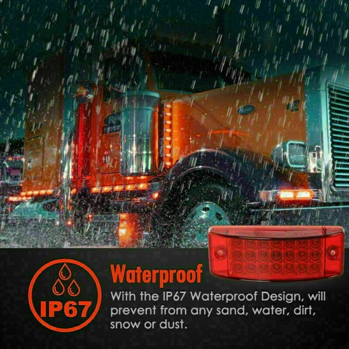 Qty 2- 6" Red 21 LED Clearance Marker Light Rectangle 12V Truck Trailer Camper - Bild 2 von 9