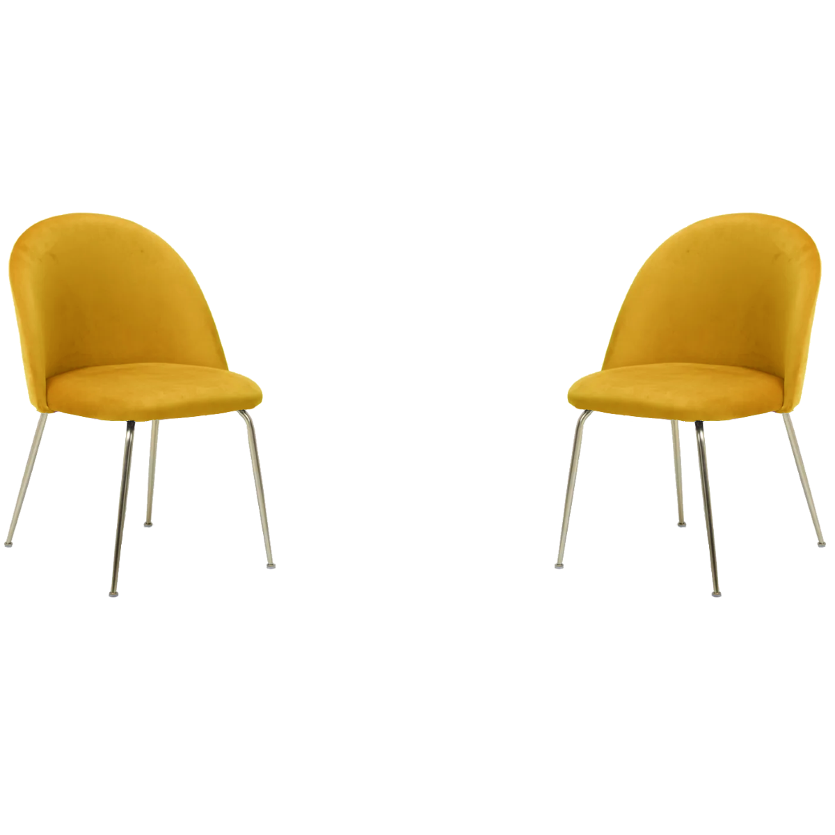 Sedia poltroncina in velluto Giallo con gambe in metallo Oro