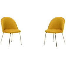 Sedia poltroncina in velluto Giallo con gambe in metallo Oro - PARIS 2 sedie