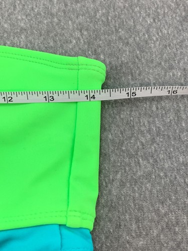 Two Tone One Shoulder Bikini Tankini Swimsuit Top Girls 15-16Y Neon Green Teal - Picture 10 of 12