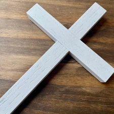 Wall Cross White 8" Handmade USA Decor Christ Cruz Catholic Plain Christian