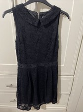 Mela Loves London Size 6 / 8 Black Lace Sleeveless Drees, Collared And Lined