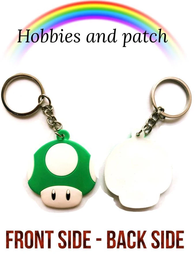 portachiavi Super Mario Bros Luigi Wario fungo Yoshi Boo keychain rubber gomma - Immagine 3 di 4