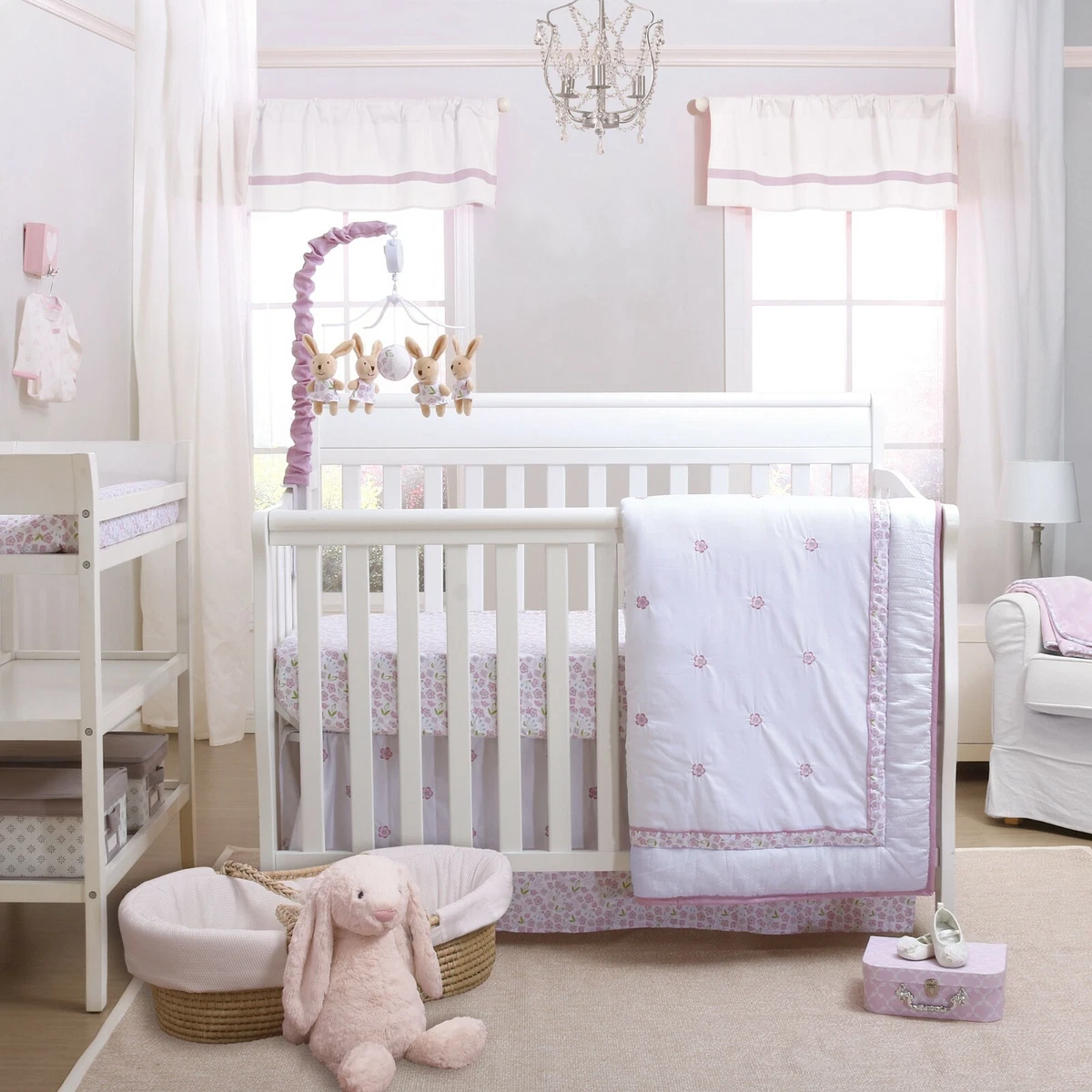 Petit Tresor Leila 4 Pc Crib Bedding Set Includes Extra Crib Sheet New Purple