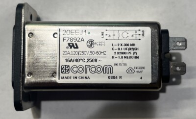 NEW CORCOM 20EEJ1 F7892A Power Receptacle EMI Filter 20A 120/250V