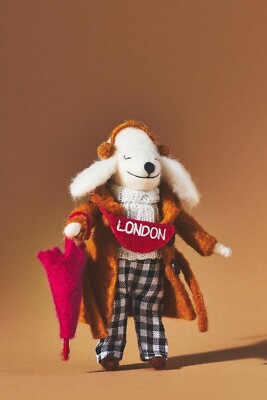 NWT Anthropologie London  Travel Pup Poodle Christmas Tree Ornament