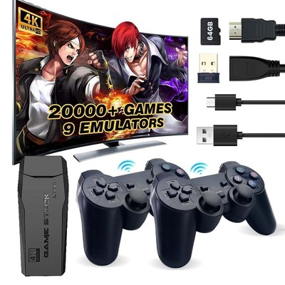 20000+ Retro Videospielkonsole 64GB+2x Wireless Controller 4K HD TV Spiel Stick