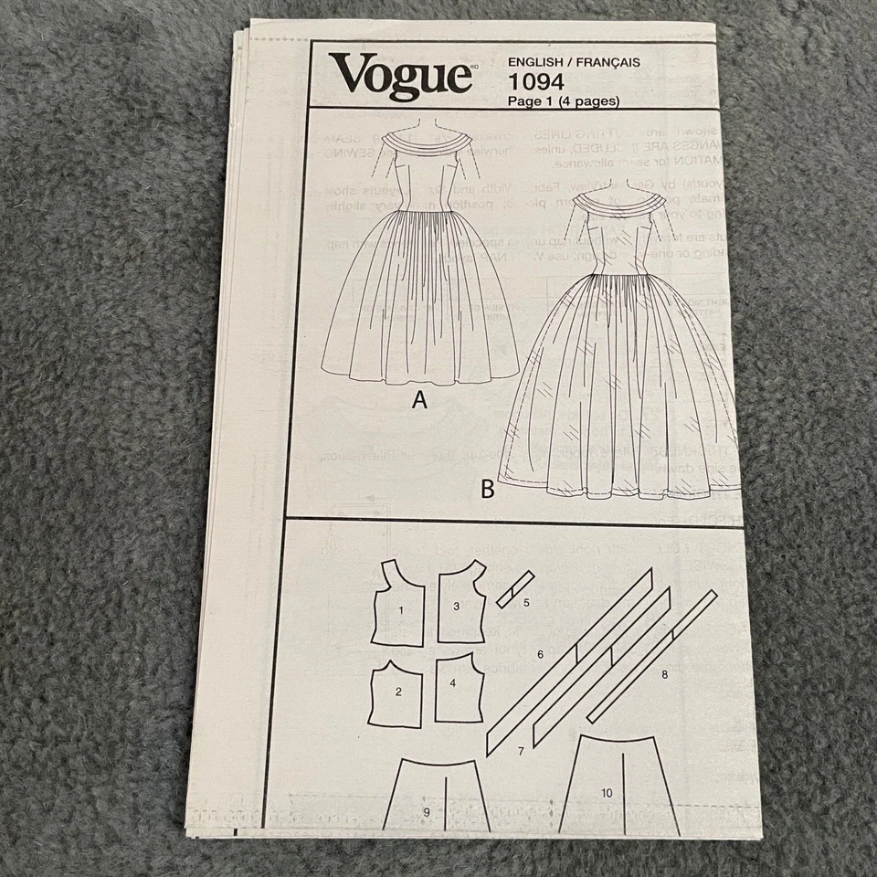 Vogue Patterns V1094 Womens Dress AA 6 8 10 12 VTG 1955 Original Design Uncut - Image 3 of 4
