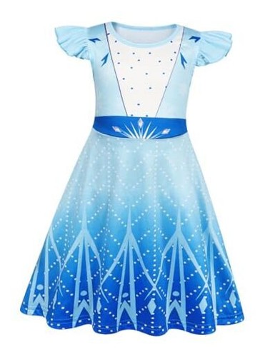 Girls Princess Dresses Toddler Kids Costume Birthday Party 7-8 Years Blue #3604