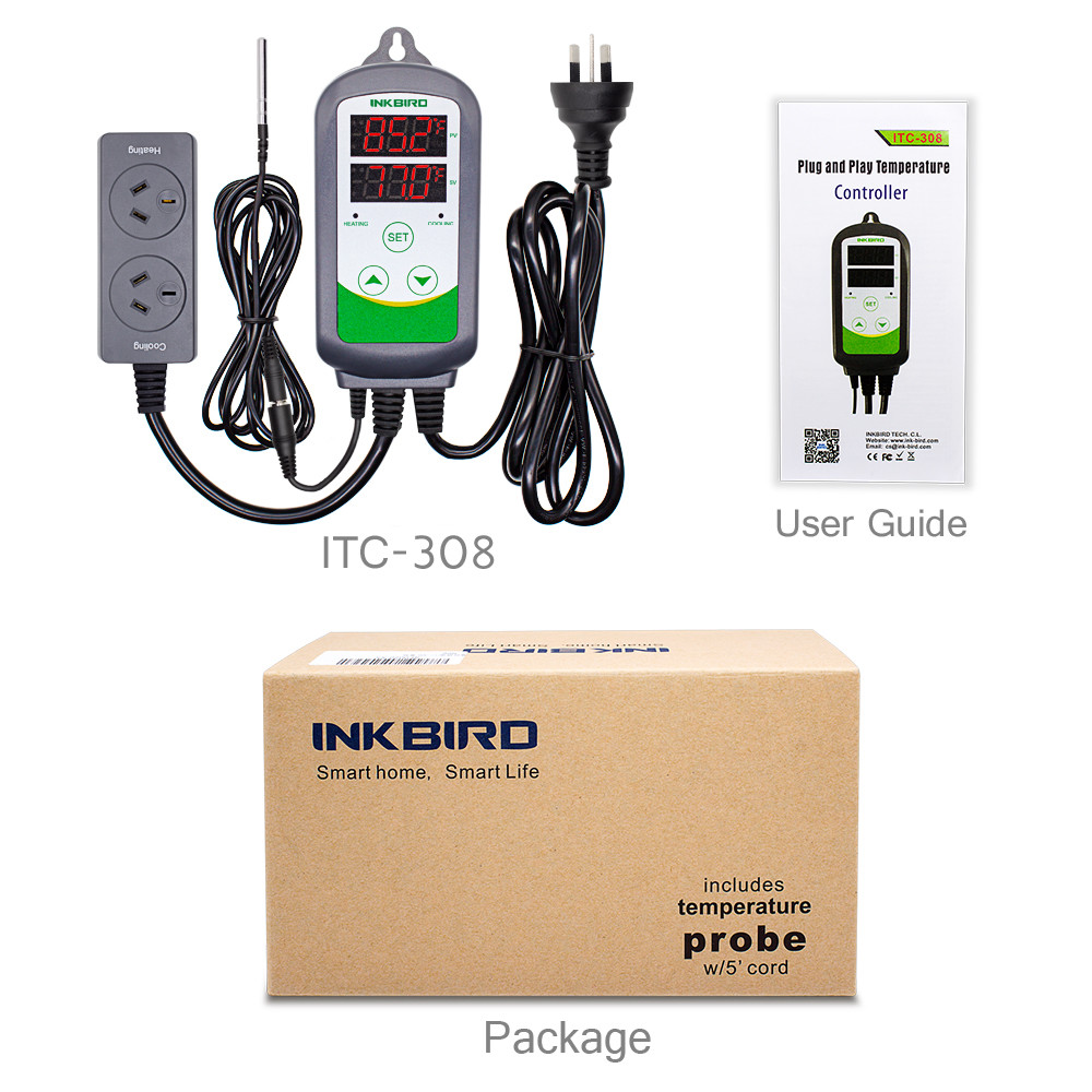 Inkbird Wired AU PLUG 240V Heater Cool Temperature Controller ITC-308  Thermostat - NewIt
