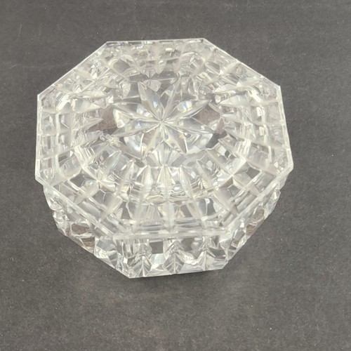 Waterford Kristallglas Schale mit Deckel Achteckform 5" Irland Filz Pads Vintage - Bild 2 von 10