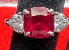 Vintage BE 925 Sterling Silver Red Stone Women's Ring Size 6.75