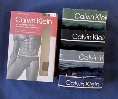 CALVIN KLEIN  MICROFIBER STRETCH 4-PACK HIP BRIEFS MENS UNDERWEAR #NP27910-NWT