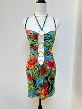 D&G Dolce & Gabbana SS 2005 Runway Tropical Ring Mini Dress Vintage Y2K