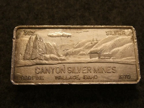 3 oz Canyon Silver Mines .999 Silver Bar 1970 #576 Foster Inc