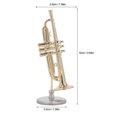  3.54in Miniature Trumpet Miniature Dollhouse Model Brass Exquisite