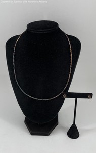 925 Sterling Silver Smoky Quartz Jewelry w/ Earrings, Necklace 10.26g