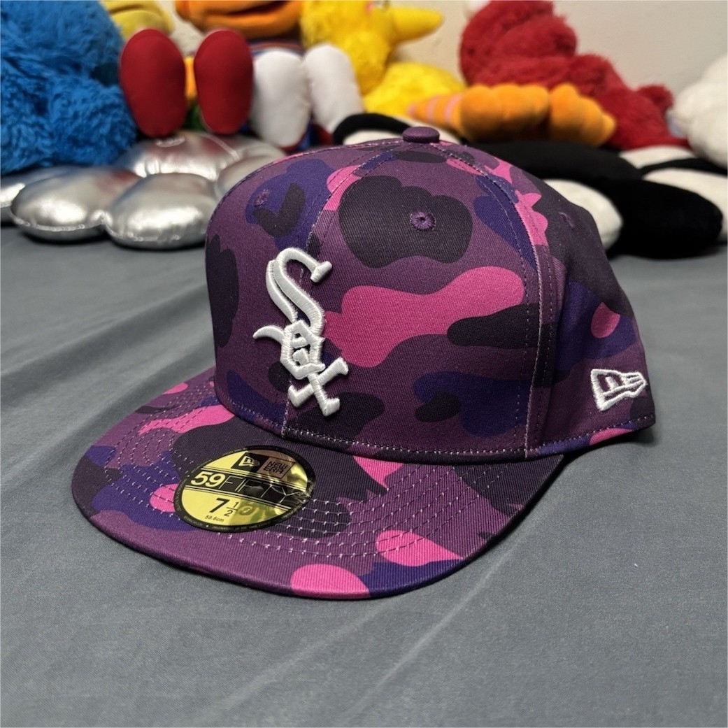 New Era A Bathing Ape Chicago White Sox 59FIFTY Purple Pink Camo Cap 7 1/2