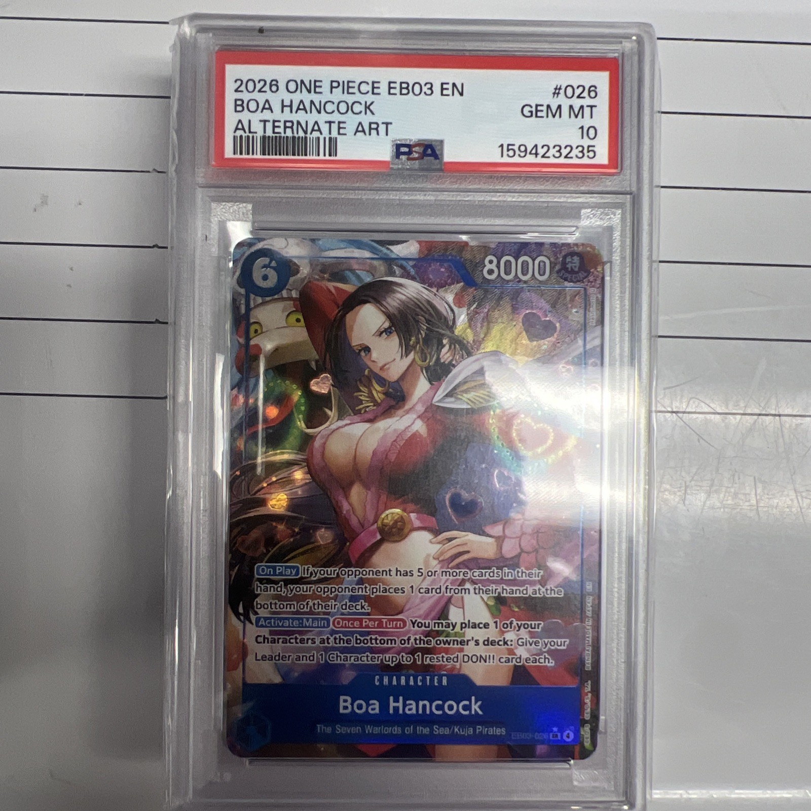 Namco Boa Hancock EB03-026 Alt Art Foil Super Rare English PSA 10 One Piece CCG