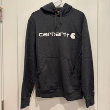 Carhartt Force Delmont Graphic Hoodie Mens Small Gray Relaxed Fit Sweater