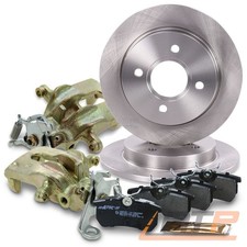 2x BREMSSCHEIBE + SATZ BREMSBELÄGE + BREMSSATTEL HINTEN FÜR FORD FOCUS 1 98-04