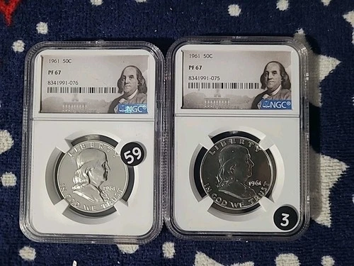 Total (2) 1961 Proof Franklin Half Dollar - NGC PF 67 Benjamin Franklin 