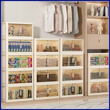 Folding Plastic Storage Box Mobile Shoes Clothes Organizer Cabinet with Wheels