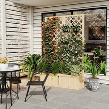 2-Panel Cedar Privacy Screen with Planter Box & Drain Holes for Backyard & Deck