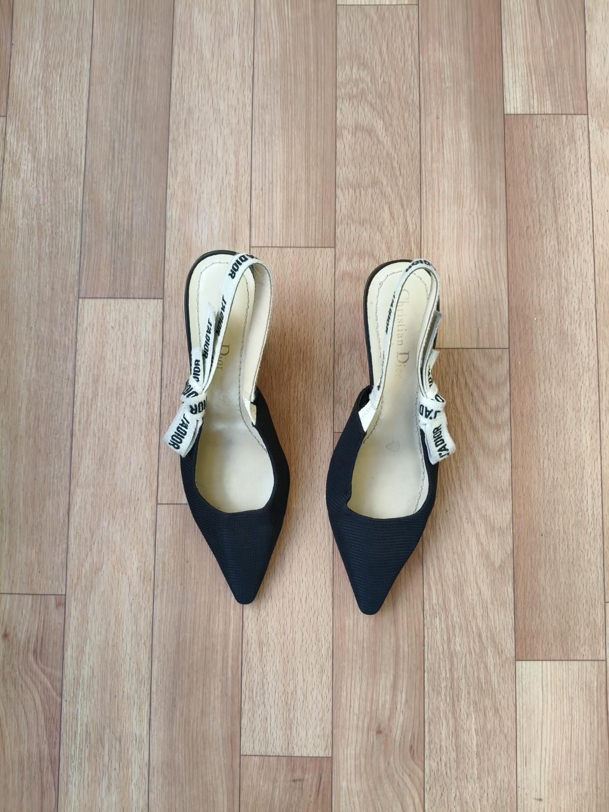 DIOR HEELS J'ADIOR SLINGBACK PUMP Black Technical Fabric Heel EU 38 US 8 thumbnail 4