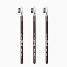 L.A. COLORS On Point Brow Pencil with Cap, Medium Brown, 0.06 fl oz - 3PK