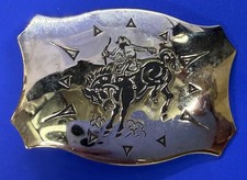 Cowboy Saddle Bronc Busting Rodeo Cowboy Western Belt Buckle By Chambers