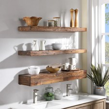 48in Distressed Floating Shelf Set with Hidden Storage 3