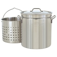 Bayou Classic 1124 24-qt Stainless Stockpot w/Lid And Basket Includes Vented ...