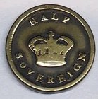 SOVEREIGN COIN WEIGHT ANTIQUE NUMISMATIC HALF GUINEA GOLD SCALES WEIGHT BRASS