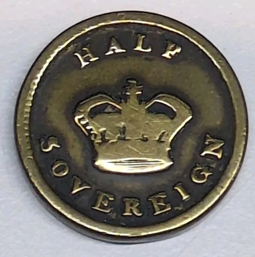 SOVEREIGN COIN WEIGHT ANTIQUE NUMISMATIC HALF GUINEA GOLD SCALES WEIGHT BRASS