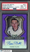 2016 Leaf Metal Lords Of Hockey Purple Pierre Pilote HOF AUTO 5/7 PSA 8 NM-MT