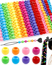 260PCS Large Hole Hair Beads, 10X12Mm Acrylic Pony Beads for Hair Braids, Bulk P