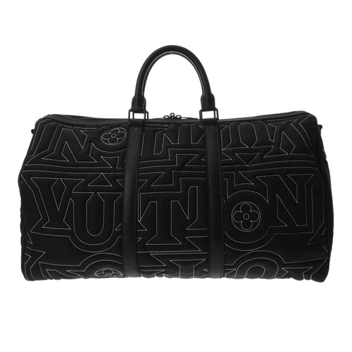 Louis Vuitton Keepall M21428 Boston Bag Nylon Black #WB4215