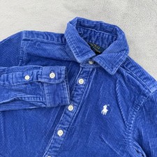 Polo Ralph Lauren Girls Blue Corduroy Button Front Shirt Dress Size 7