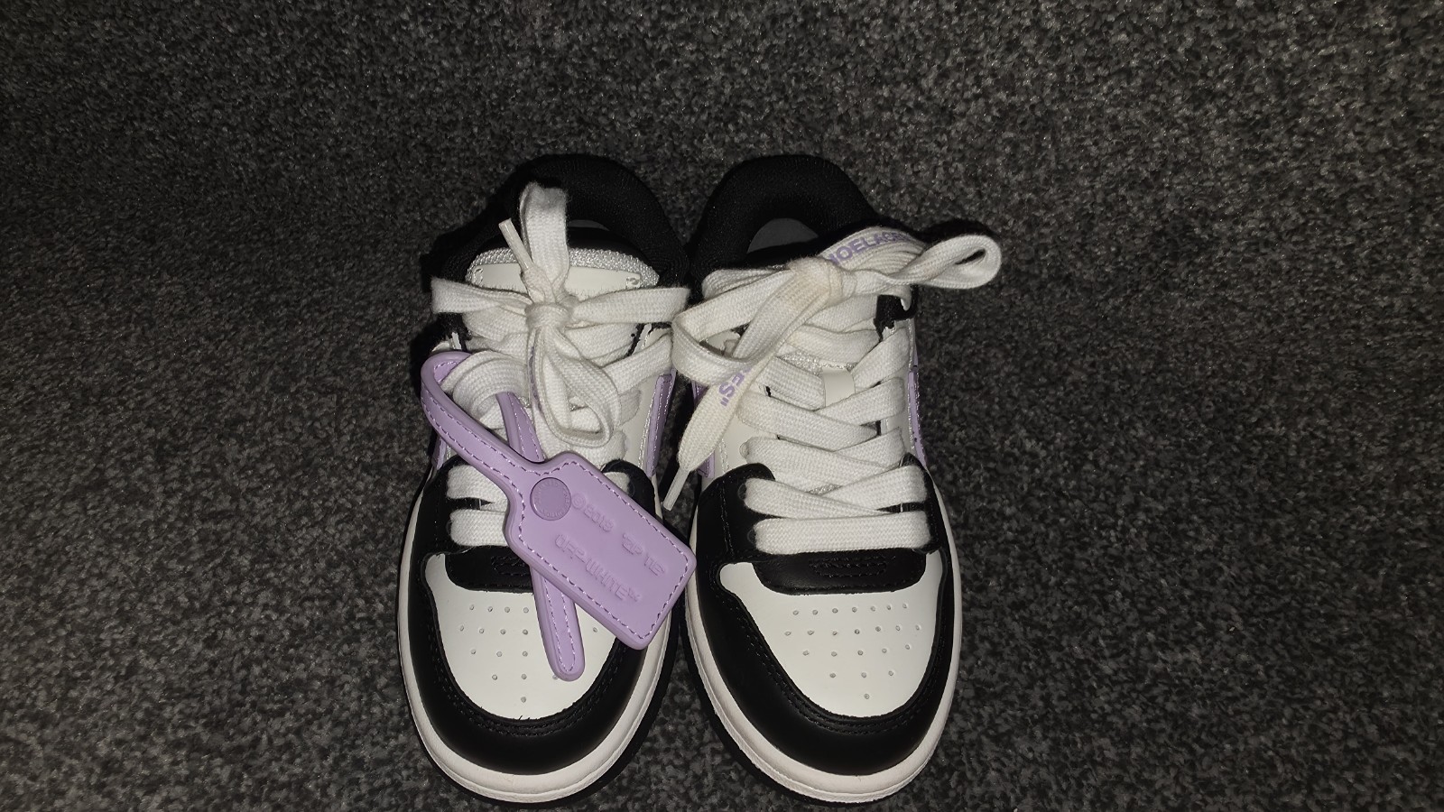 Off White Kids Out Of Office Trainers EU25 UK7.5 Black Lilac Box Zip Tie image 2