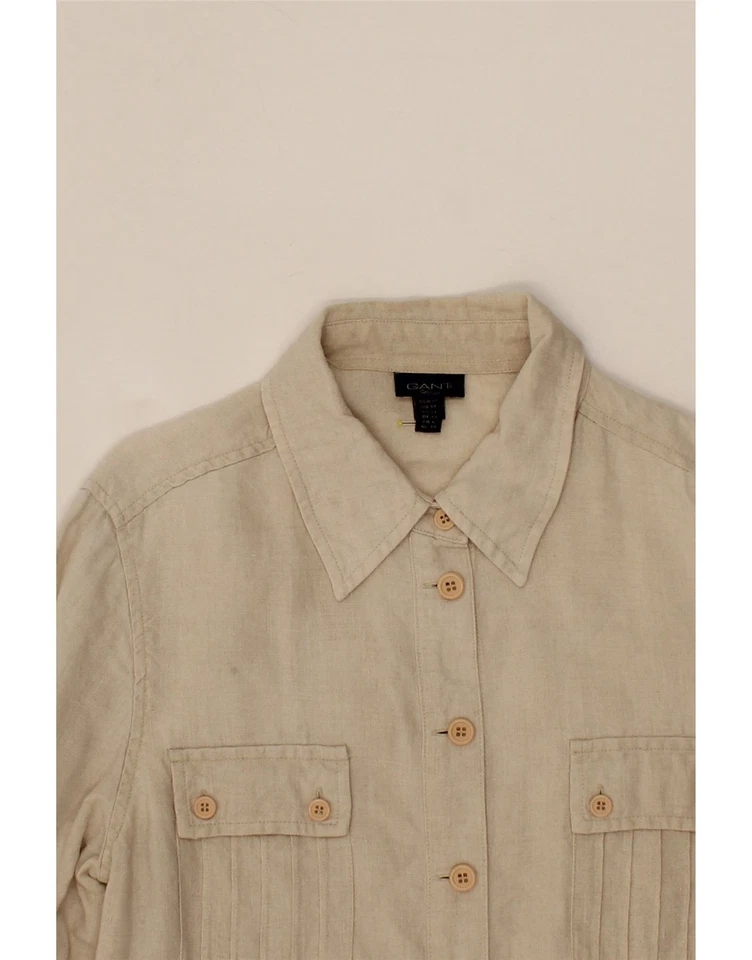 GANT Womens Utility Jacket UK 12 Medium Beige Linen AB19 - Image 3 of 3