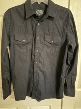 Gibson Trading Company Shirt Mens Small Black Western Pearl Snap Long Sleeve